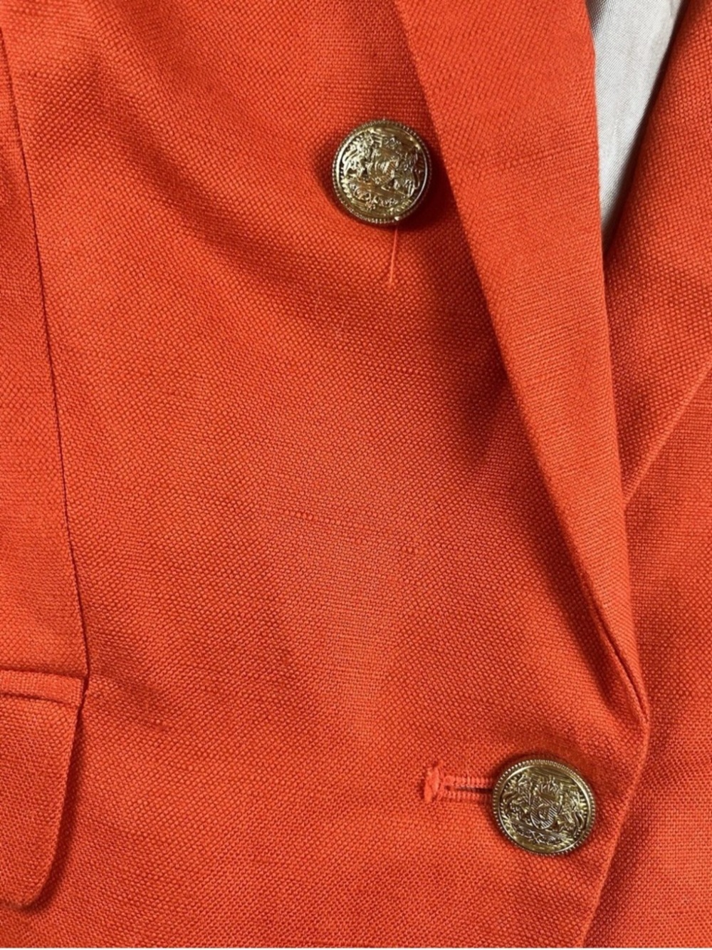 LIKE NEW/MANGO ORANGE π DOUBLE BREAST LINEN BLAZER SZ: M - Picture 6 of 10